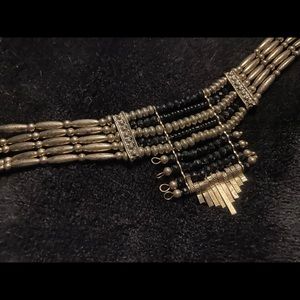 Black & Gold Beaded Choker Necklace